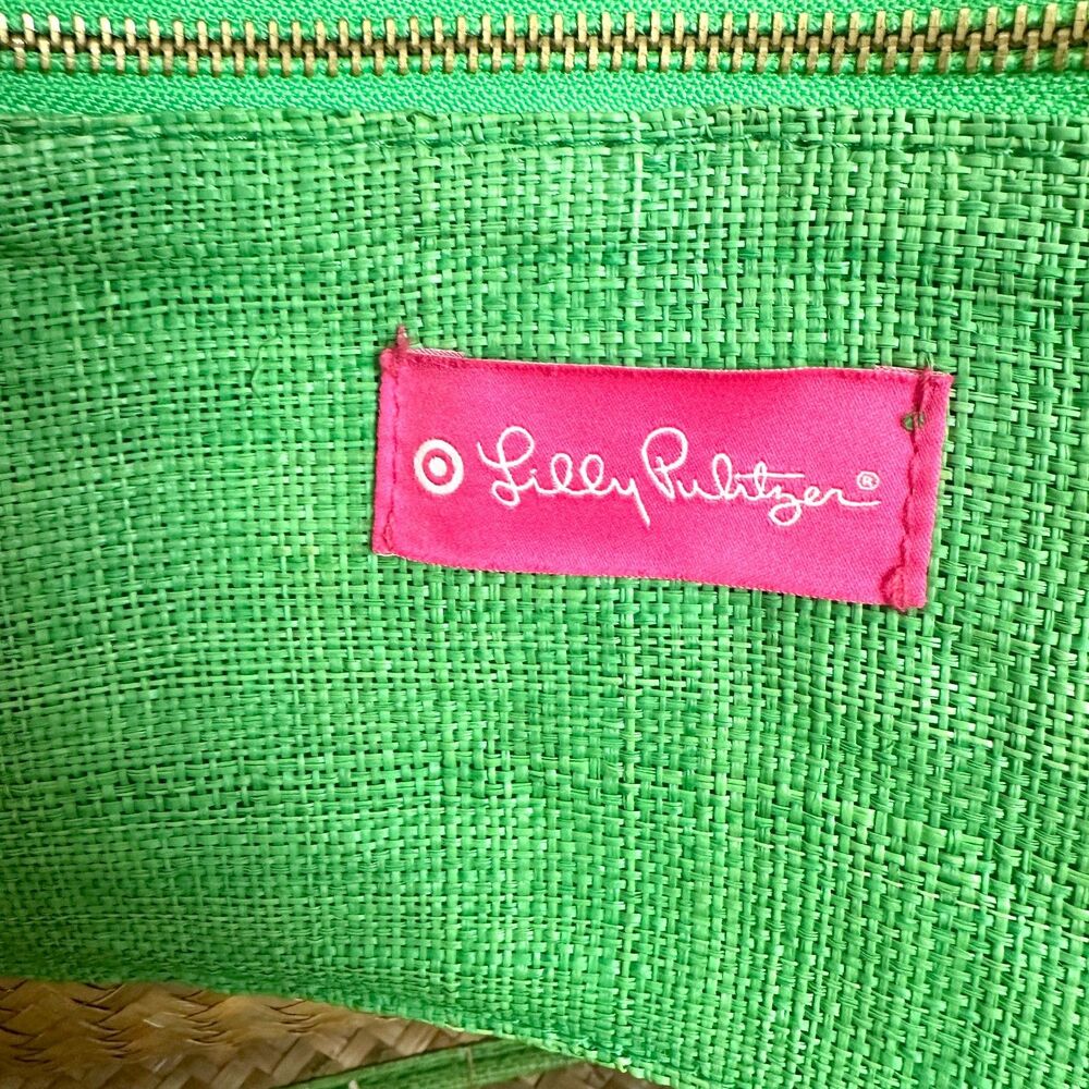 Lilly Pulitzer For Target Green Straw Travel Tote Beach Bag Resort Tropical - Picture 12 of 16